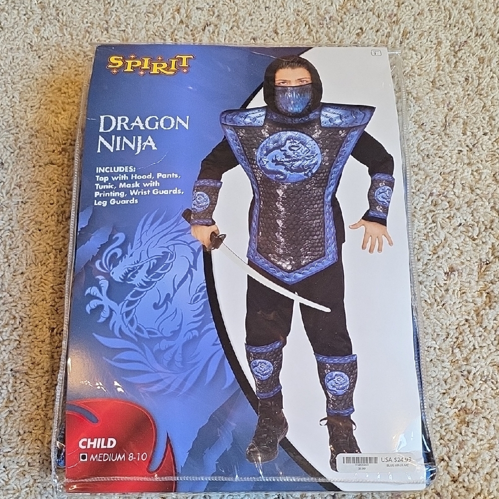 Spirit Blue and Black Dragon Ninja Costume